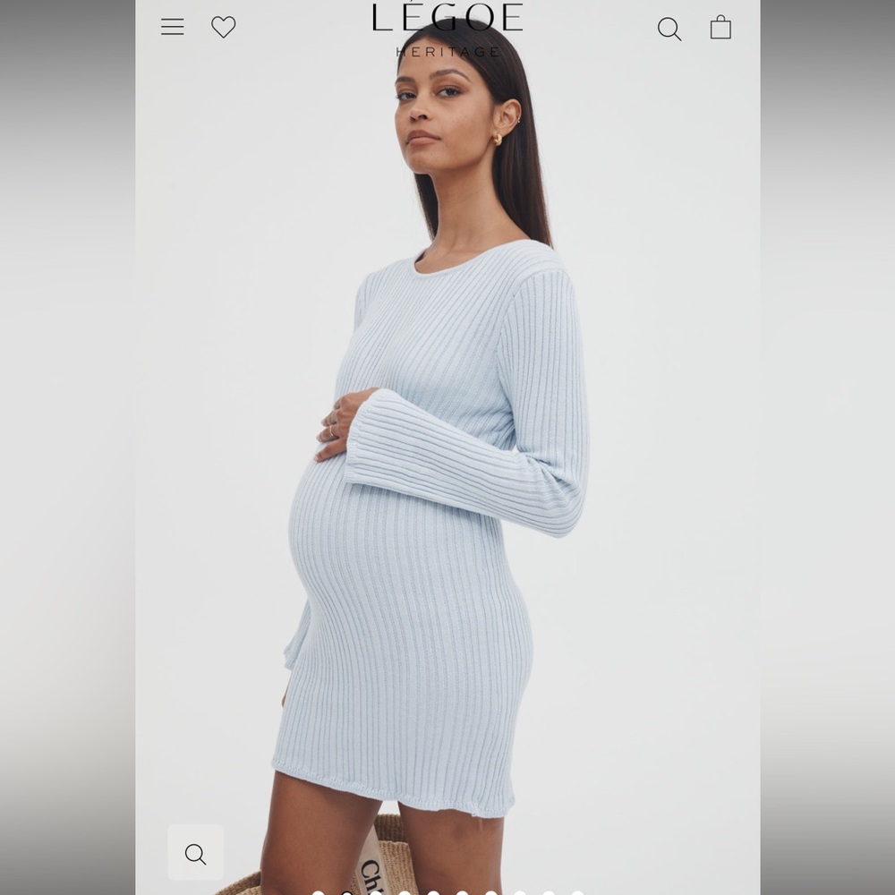 NWT Legoe Heritage Textured Bell Sleeve Powder Blue Maternity Dress